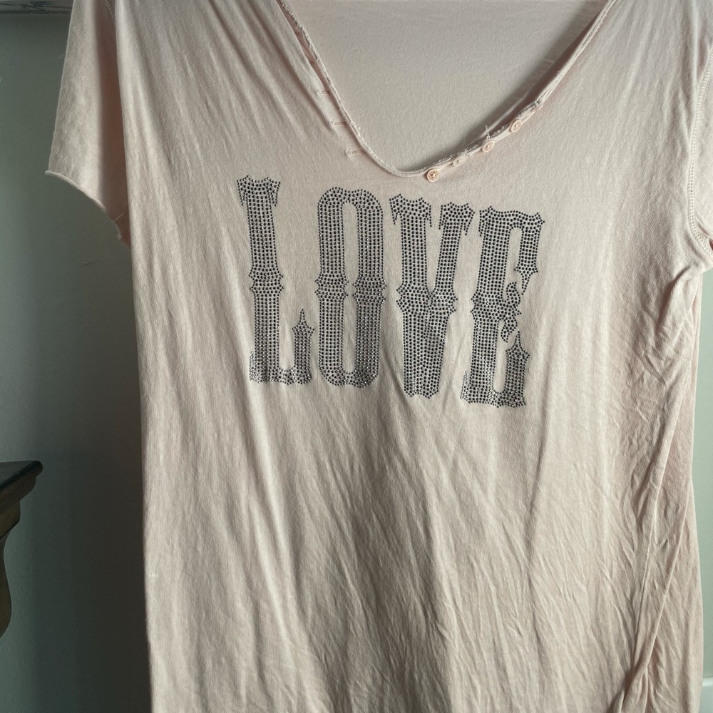 ZADIG and VOLTAIRE pink v neck tee